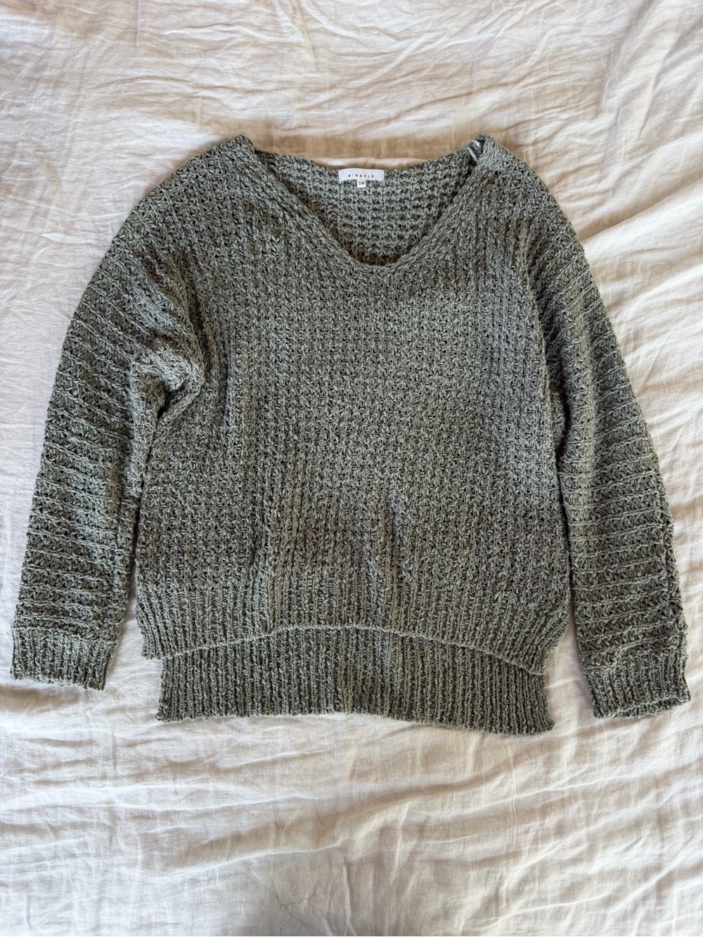 PinkBlush Miracle Olive V-Neck Thick Knit Maternity Sweater Size S/M